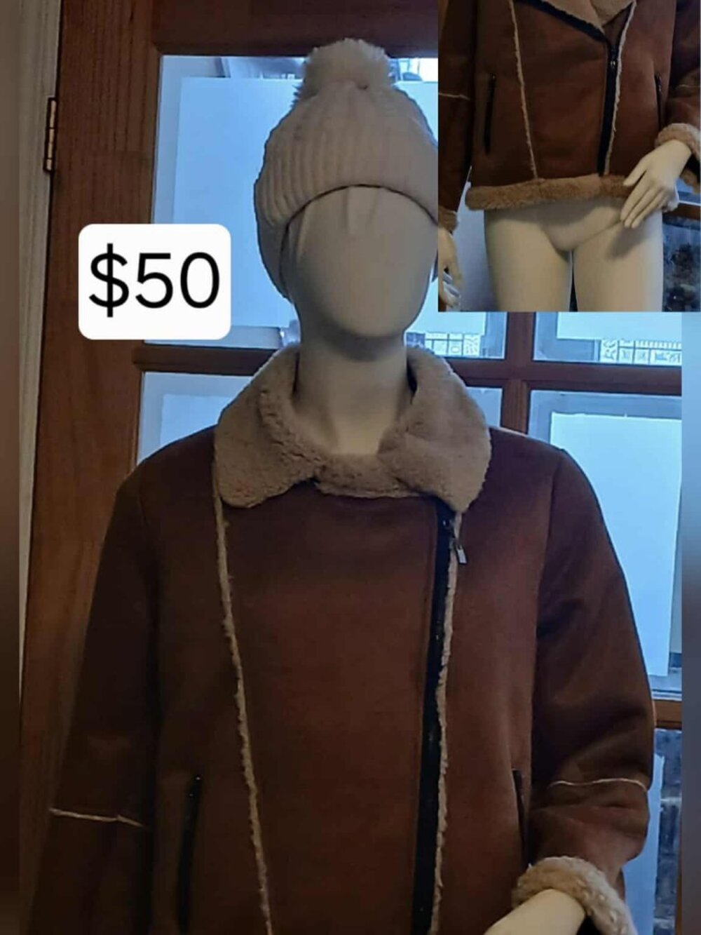 Brown faux bomber jacket